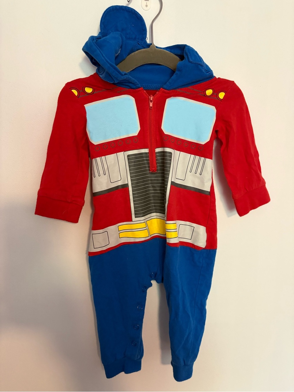 Toddler Transformer-Inspired Red & Blue Hooded Romper